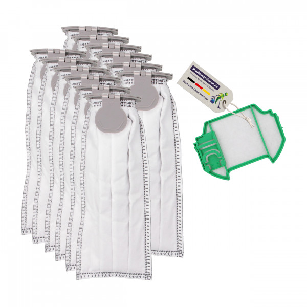 Sparset: 12 Staubsaugerbeutel + Motor Filter für Vorwerk Kobold VK7 Akkusauger
