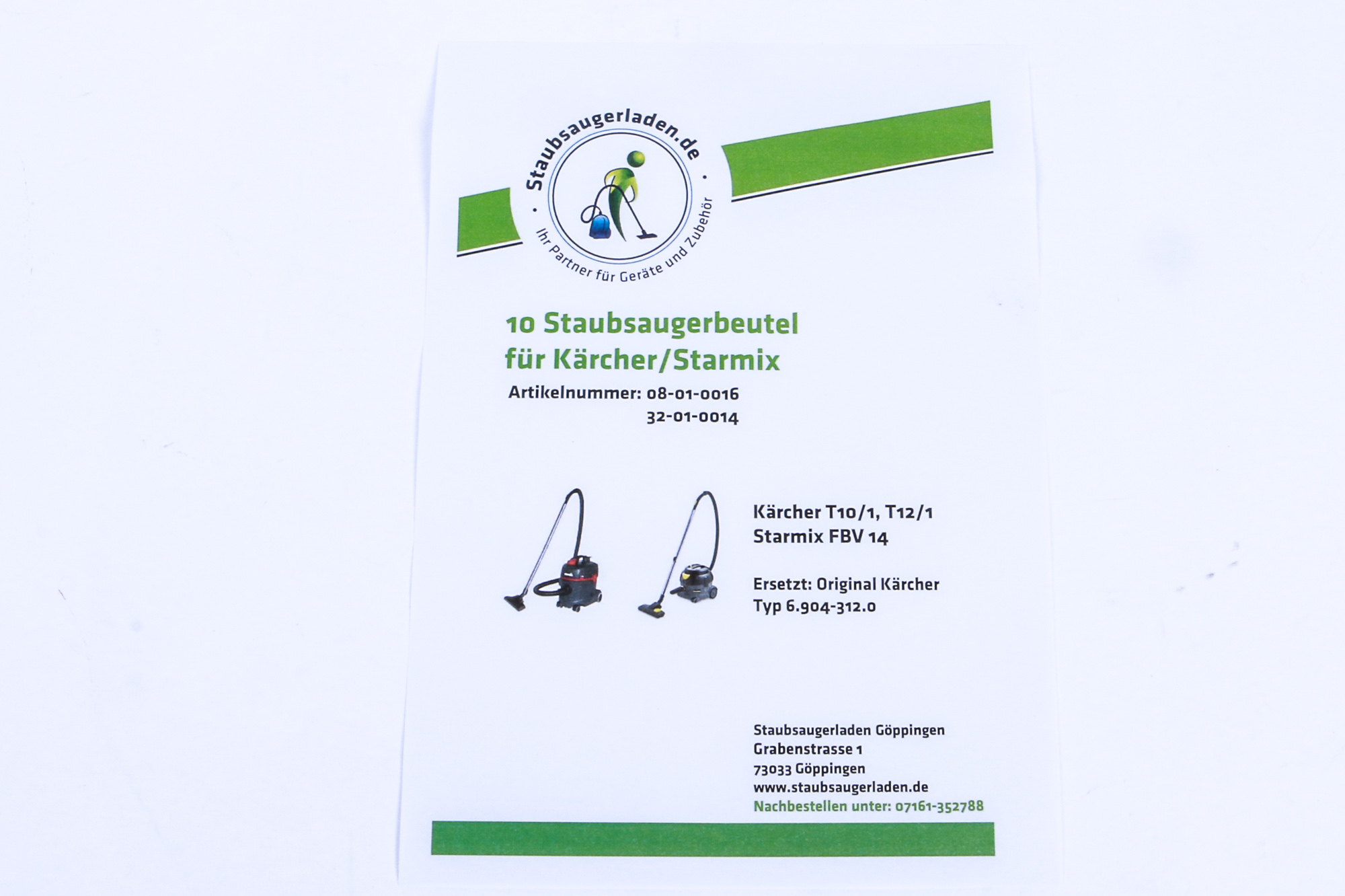 10 Original Staubsaugerbeutel 6.904-315  für Kärcher T 12/1 Edition 